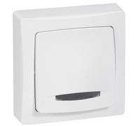 LEGRAND Poussoir à LED Les Apparents, complet blanc, appareillage saillie, voyant témoin pour éclairage extérieur, installation facile sans boîte d'encastrement