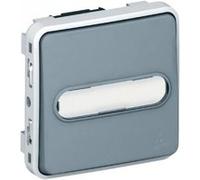 Legrand poussoir composable 10a avec porte-étiquette et enjoliveur plexo gris leg69930 G