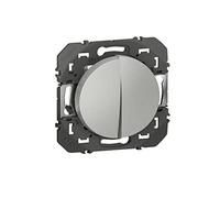 Legrand – Poussoir double dooxie – 6A 250V~ – finition alu – emballage blister