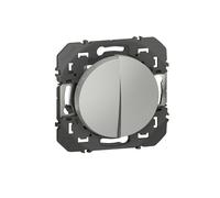 Legrand – Poussoir double dooxie – 6A 250V~ – finition alu – emballage blister