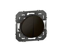 Legrand - Poussoir double dooxie 6A 250V~ finition noir - emballage blister | Double poussoir, noir, encastré, 6A 250V, bornes automatiques, connexion rapide sans outil, gain de place, usage intérieur