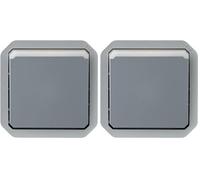 Legrand - Poussoir lumineux étanche Plexo 10A à équiper d'un boitier ou d'une plaque support finition gris (Lot de 2)