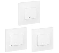 LEGRAND | Poussoir Lumineux Neptune, Voyant Intégré Pour Repérage Dans L'Obscurité, Fixation À Vis Ou À Griffes, Connexion Rapide Par Bornes Automatiques (Lot de 3)
