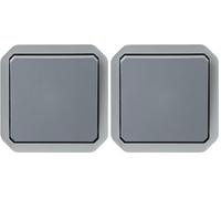 Legrand - Poussoir simple étanche Plexo 10A à équiper d'un boitier ou d'une plaque support finition gris (Lot de 2)