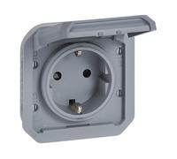 Legrand - Prise 16A avec contact latéral de terre - Plexo - Etanche IP55 - Componible à installer avec boîte ou cadre - Gris - 069571LE