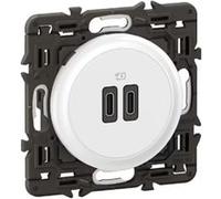 Legrand - Prise 2 USB Céliane 20W Power Delivery Type-C+C enjoliveur + support