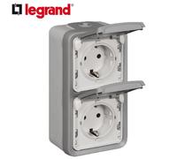 LEGRAND Prise 2f gr mt Plexo AP avec BS vert