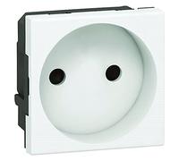 LEGRAND Prise 2P, Mosaic, sans terre, blanc, 2 modules, 16A 250V IP41 | 2 modules, blanc brillant, sans terre, éclips de protection enfant, bornes automatiques, 16A, 250V, format 45x45mm