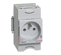 LEGRAND Prise 2P+T 10/16A 250V, Lexic, modulaire, rail DIN, gris IP2X