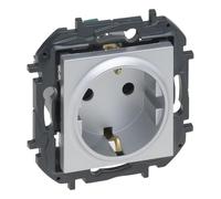 LEGRAND Prise 2P+T 16A composable pour installation encastrée, gamme Niloé Step, couleur aluminium, 398251B