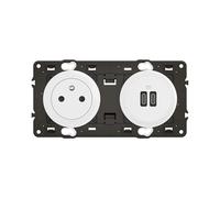 LEGRAND | Prise 2P+T avec 2 ports USB A et C Power Delivery 20W, Céliane blanc, installation précâblée, à équiper d'une plaque
