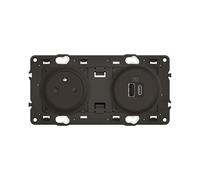 LEGRAND | Prise 2P+T et 2 ports charge rapide USB-A et USB-C 20W Céliane, Noir, protection enfant avec éclips, installation facile et précâblée