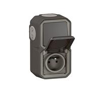 LEGRAND Prise avec interrupteur verticale Plexo anthracite IP55 IK08 | Anthracite, montage vertical, saillie, prise 16A250V, interrupteur va et vient, étanche IP55, robuste IK08