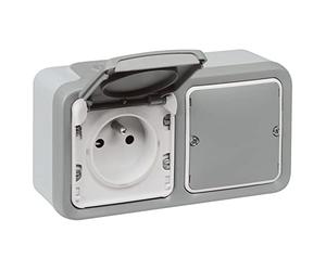 Legrand Prise Connectée Plexo (IP55) with Netatmo (Fonction Mesure, Suivi Consommation, Envoi de Notifications) - Boîtier Complet pour Montage en Sailli avec Prise Terre 16a - Gris - 199271 - Legrand