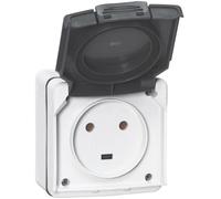 Legrand – Prise étanche Plexo 20A 2P+T 4600W 2 alvéoles Pose en saillie Gris