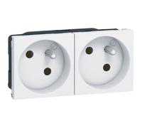 LEGRAND Prise de courant avec terre 45° précâblée x2 4 modules Mosaic blanc avec enjoliveur blanc