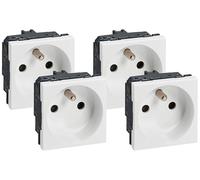 Legrand - Prise de courant avec terre Mosaic spéciale rénovation 2 modules - blanc (Lot de 4)