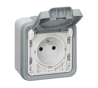 Legrand - Prise de courant avec terre + volet IP55 à ouverture auto Plexo apparent - Gris