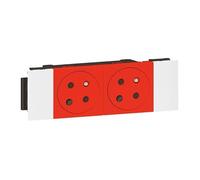 LEGRAND - Prise de courant double 2P+T Surface rouge à détrompage Soluclip pour goulotte Mosaic à clippage direct 4 modules