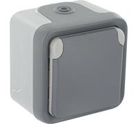 Legrand - Prise de courant et volet IP55 Plexo complet apparent - Gris - blister