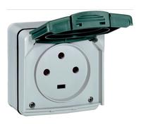 LEGRAND Prise de courant IK08 3P+T 20A étanche IP55 avec volet 90x90 Plexo gris