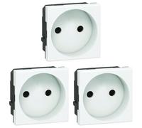 Legrand - Prise de courant sans terre Mosaic - Blanc - 2 modules (Lot de 3)