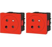 Legrand - Prise de courant Surface à détrompage Mosaic Link à raccordement latéral 2 modules - rouge (Lot de 2)