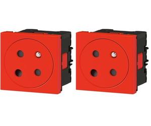 Legrand - Prise de courant Surface à détrompage Mosaic Link à raccordement latéral 2 modules - rouge (Lot de 2)