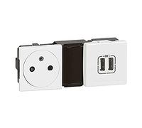 Legrand Prise 2P+T et double USB Mosaïc – 4 modules