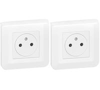 LEGRAND | Prise De Courant Surface Mosaic, Fixation À Griffes, Design Brillant Blanc, Raccordement Rapide Par Bornes Automatiques, Protection Enfant Intégrée (Lot de 2)