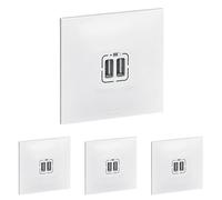 LEGRAND - Prise Double Chargeur USB-A 3A/15W Neptune - Possibilité de Repiquage sur Prise 2P+T - Blanc (Lot de 4)