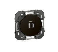 Legrand Prise double chargeur dooxie USB-A + USB-C 3A/15W – Conforme CEE – Repiquage 2P+T Noir