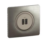 LEGRAND Prise double chargeur USB type-C, Céliane, 20W, titane, encastré