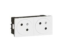 LEGRAND - Prise Double Murale Précâblée avec Terre Mosaic Surface Link à 45° - Prise 2P+T à Fixation par Emboîtement - Fabriqué En France - Blanc