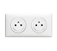 LEGRAND - Prise Electrique Double avec Plaque + Boîte à Encastrer Céliane Surface - Prise Affleurante avec Socle Rétractable - Fabriqué En France - Blanc