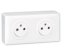 LEGRAND - Prise Electrique Double avec Plaque + Cadre Saillie Céliane Surface - Prise pour Pose en Applique avec Socle Rétractable - Fabriqué En France - Blanc