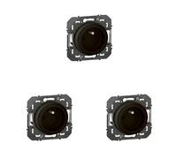 LEGRAND - Prise Electrique Murale 16A avec Terre dooxie EasyRéno - Prise 2P + T Faible Profondeur - Fabriqué En France - Noir (Lot de 3)