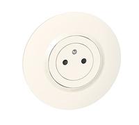 LEGRAND - Prise Electrique Murale 16A avec Terre dooxie Surface + Plaque Ronde - Prise 2P + T Affleurante avec Fond Rétractable - Fabriqué En France - Bague Effet Chrome - Blanc