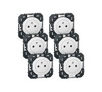 LEGRAND - Prise Electrique Murale 16A avec Terre dooxie Surface - Prise 2P + T Affleurante avec Fond Rétractable - Blanc - Lot de 6