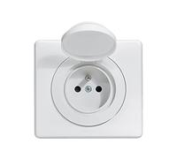 LEGRAND - Prise Electrique Murale avec Terre Céliane Surface + Plaque - Prise Etanche IP44 - Prise Affleurante avec Socle Rétractable - Fabriqué En France - Blanc