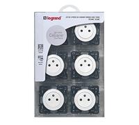 LEGRAND - Prise Electrique Murale avec Terre Céliane Surface - Prise Affleurante avec Socle Rétractable - Fabriqué En France - Blanc - Lot de 6