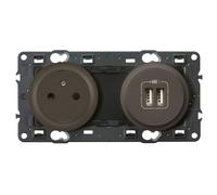 LEGRAND - Prise Electrique Murale avec Terre + Double Chargeur USB Céliane Surface - Prise Affleurante avec Socle Rétractable - Graphite