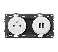 Legrand Bloc prise Celiane encastrable composable avec terre affleurante et double USB Blanc