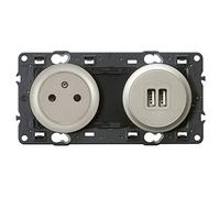 LEGRAND - Prise Electrique Murale avec Terre + Double Chargeur USB Céliane Surface - Prise Affleurante avec Socle Rétractable - Titane