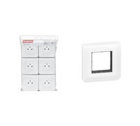 LEGRAND - Prise Electrique Murale avec Terre Mosaic Surface - Prise 2P+T + Plaque de Finition & Plaque Mosaic avec support à vis pour 2 modules - blanc