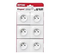 Legrand Prise électrique murale Neptune – 2P+T 16A monobloc fixation griffes/vis – blanc lot de 6