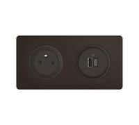 LEGRAND - Prise Electrique Murale Céliane Surface Confort + Double Chargeur USB Type A+C avec Plaque et Boîte à Encastrer - Prise Affleurante avec Socle Rétractable - Noir