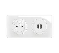 LEGRAND - Prise Electrique Murale Céliane Surface Confort + Double Chargeur USB Type A+C avec Plaque et Boîte à Encastrer - Prise Affleurante avec Socle Rétractable - Blanc
