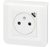 LEGRAND - Prise Electrique Murale Précâblée + Chargeur USB-C Mosaic Surface avec Plaque de Finition + Support Batibox - Prise Affleurante avec Fond Rétractable - Blanc