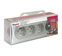 LEGRAND - Prise Electrique Quadruple avec Plaque + Boîte à Encastrer Céliane Surface - Bloc 4 Prises avec Socles Rétractables - Fabriqué En France - Alu, Aluminium